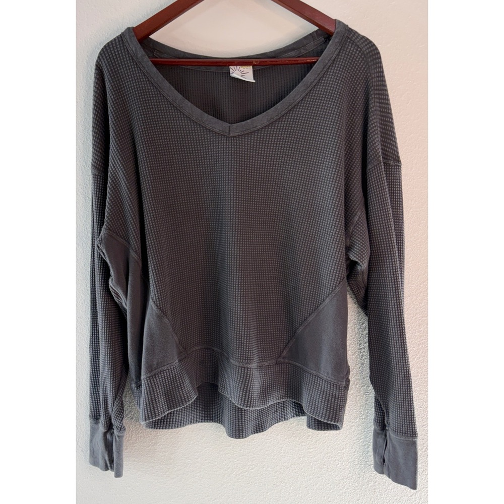 OFFLINE by Aerie Gray Waffle Knit Top Oversized Loungewear Casual Small